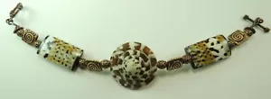 Shell Statement Bracelet Unusual Handcrafted Beach Wedding Jewelry - Picture 1 of 2