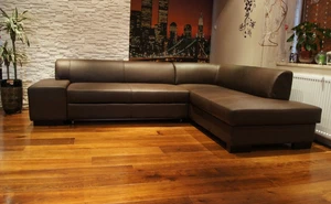 Rindsleder Ecksofa Echtleder Sofa Couch mit Schlaf Funktion 100% Echtes Leder - Bild 1 von 10