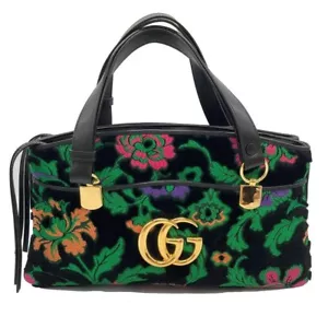 GUCCI Ally Handbag GG Velvet Flower Embroidery Black (Rare Item) Authentic - Picture 1 of 12