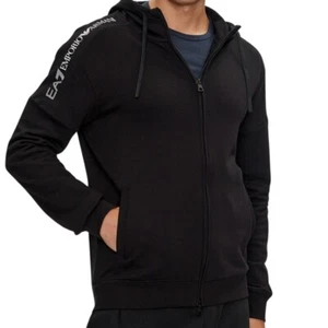 Felpa Uomo Full Zip Cappuccio EA7 Emporio Armani 6DPM12 1200 Nero - Foto 1 di 3