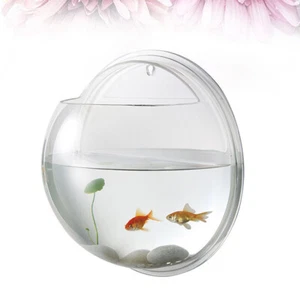 Transparent Wall Mounted Acrylic Fish Bowl Hanging Aquarium Fish Tank Home Decor - Picture 1 of 12