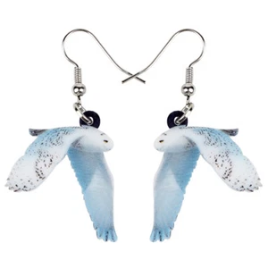 Acrylic White Snowy Owl Birds Earrings Dangle Gifts Animals Jewelry for Women - Picture 1 of 5