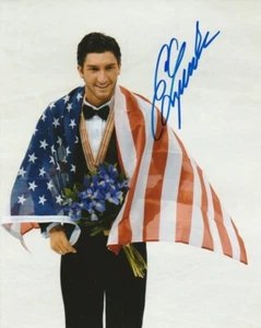 ¡FOTO FIRMADA EVAN LYSACEK EE. UU. PATINAJE ARTÍSTICO 8x10! Juegos Olímpicos 2010 a prueba de oro - Imagen 1 de 2