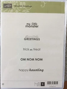 "GOULISH GREETINGS" Stampin'UP! NEW~rubber/CLING unmounted-HALLOWEEN~set/5 RARE~ - Picture 1 of 2