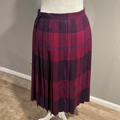 Falda plisada a cuadros de lana Evan Picone Petites vintage para mujer 13 hecha en EE. UU. Unión Foto 1 de 4