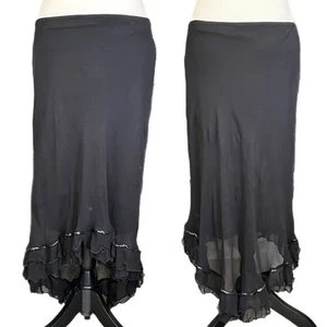 Vintage 90s Y2K Betsey Johnson Silk Sheer Mesh & Sequin High Low Fairy Skirt L - Picture 1 of 7