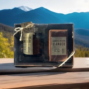🆕 BLKSMITH SANDALWOOD & AMBER MENS GIFT 🎁 SET SOY CANDLE🕯️/BAR SOAP 🧼 - Picture 1 of 17