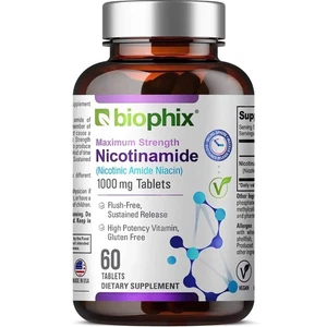 Biophix Nicotinamide Vitamin B-3 Flush-Free 1000 mg 60 Sustained Release Tablets - Picture 1 of 10