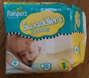 Pampers Swaddlers Neu Baby Pampers Stages Windeln Größe 1 20 Stück Vintage Neu aus altem Lagerbestand - Bild 1 von 7