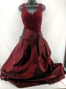 Vestido de terciopelo y tafetán vintage años 60 Alfred Angelo Borgoña talla 10 - Imagen 1 de 10