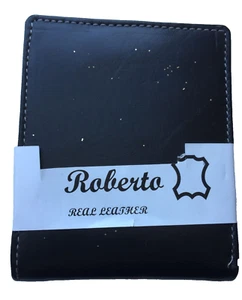 Roberto Men’s Real Leather Black Flip Wallet vtd - Picture 1 of 3
