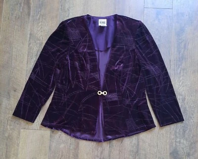 Chaqueta De Colección R&M Richards Elegante Top Terciopelo Talla 14W Mangas Largas Púrpura Brillo Foto 1 de 4