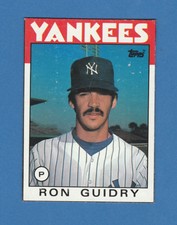 1986 Topps Baseball Box Bottom Single,Ron Guidry,New York Yankees,Pitcher,"H"