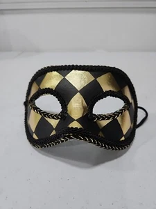 Máscara de mascarada veneciana dorada negra - Imagen 1 de 6