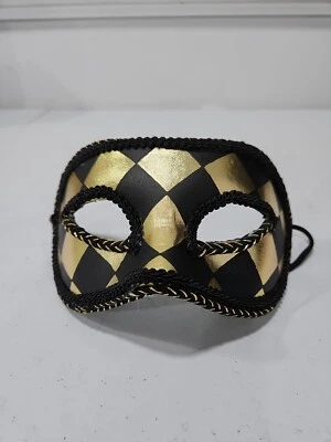 Venetian Masquerade Mask Black Gold - Image 1 of 4