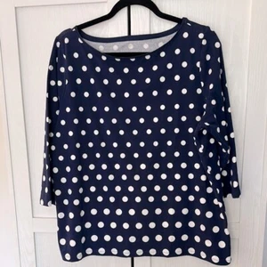 Talbots Navy and White Polka Dot Boat Neck 3/4 Sleeve Top 2XP - Picture 1 of 6