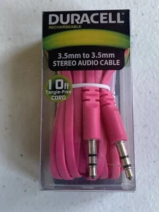 Duracell LE2151 3.5mm Stereo Audio Cable, 10' Tangle Free Cord Bright Pink - Bild 1 von 3