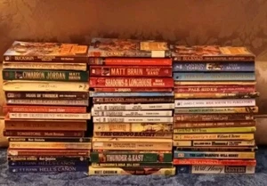 Western Books Lot of 50 Westerns Bundle Vintage Bulk Cowboy Paperback - Picture 1 of 13