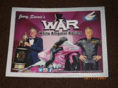 2017 JERRY SAVOIE WHITE ALLIGATOR "PINK" PRO STOCK MOTORCYCLE NHRA POSTCARD