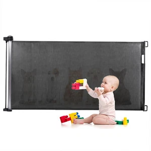 Puerta de seguridad retráctil para bebés 61"" interior exterior barrera mascota perro valla de malla Q8F4 - Imagen 1 de 1