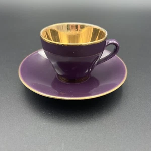 Royal Copenhagen CONFETTI Demitasse Espresso Coffee Cup & Saucer Purple & Gold - Picture 1 of 13