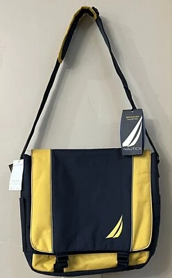 Nautica~Spinnaker Bolso Mensajero de Lona Azul Marino y Amarillo Maletín Estuche de Transporte para Laptop Foto 1 de 4