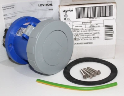 ⭐NUEVO EN CAJA⭐RECEPTÁCULO PIN Y MANGA 100 AMPERIOS LEVITON 5100R9W 250V 100A 4P 5W Foto 1 de 4