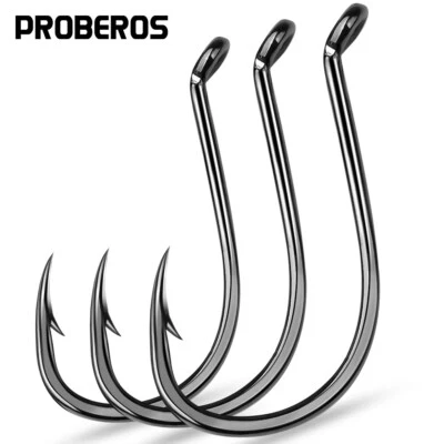 100Pcs Circle Hooks Octopus Fishing Offset Black Nickel Saltwater Hooks 1/0-5/0# - Image 1 of 4