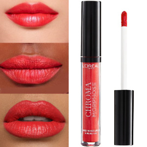 L'Oréal Lipstick Chroma Morphose 01 Vamp Queen Red Coral Gloss Top Coat