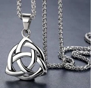 Nuevo Juego de Collar Colgante Nudo Trinidad Triquetra Celta Irlandés Acero Aleación - Imagen 1 de 4
