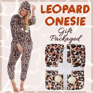Damas Mujer con capucha animal print 1Mono mono Mono Traje de juego Cremallera con bolsillos - Imagen 1 de 7