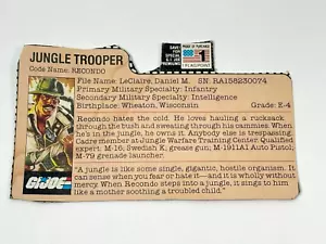 Tarjeta de archivo GI Joe Recondo 1984 original vintage con punto de bandera Hasbro ARAH - Imagen 1 de 3