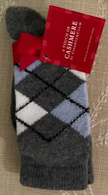 Nuevo con etiquetas "A Touch Of Cashmere" Charter Club - Gris, Azul Argyle - Talla única Precio de venta sugerido por el fabricante $14 Foto 1 de 3