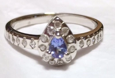 Lindo anel natural roxo lavanda tanzanita e zircão prata 925 tamanho 7🌹 - Imagem 1 de 4