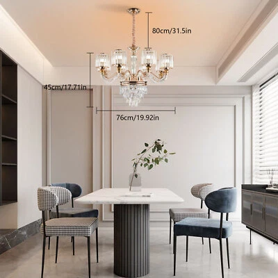 8 Lights Gold Large Crystal Chandeliers Ceiling Light Fixture for Living Room US - Image 1 of 4