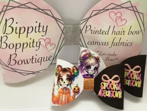 SPOOKY SEASON HALLOWEEN 4" BEDRUCKTE CANVAS STOFFSCHLEIFE SCHLAUFEN EIGENE HAARSCHLEIFEN HERSTELLEN - Bild 1 von 4