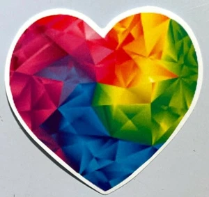 Herz Aufkleber Regenbogen farbig facettiert Schmuck Aufkleber Neu bunt ROYGBV SM-Design - Bild 1 von 1