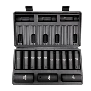 1/2" Drive Impact Socket Set, 13 Piece Deep Socket Set Metric 10-24mm, 6 Point C - Picture 1 of 1