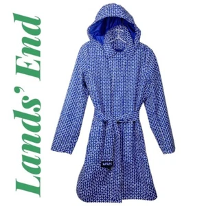 LANDS' END Cobalt Blue Zippered Trench Removable Quilted Liner & Hood, Size XS - Picture 1 of 10