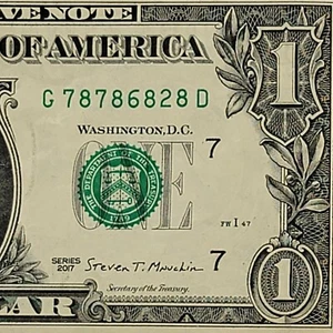 Alternating 8s Fancy Serial Number One Dollar Bill G78786828D FW 2 Pair 78s 2017 - Bild 1 von 8