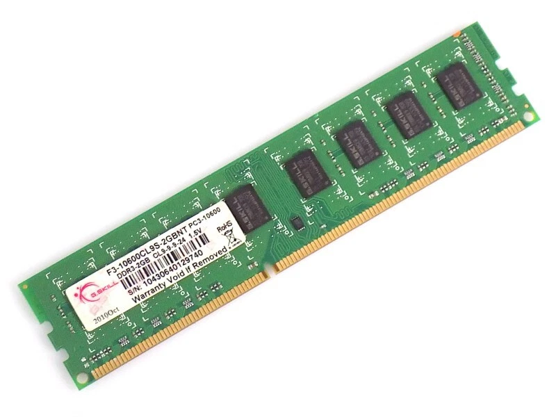2GB G.Skill F3-10600CL9S-2GB DDR3-1333 PC3-10600 DIMM CL9 1.5V Arbeitsspeicher - Bild 1 von 1