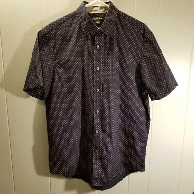 Camisa Michael Kors Calce Clásico Para Hombres M Manga Corta Abotonada Azul Marino Clásica Foto 1 de 4