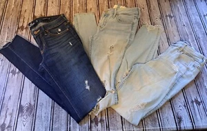 Hollister Jeans Lot of 3 Juniors Size 0L 1L 1R Blue Denim Skinny Distressed Crop - Picture 1 of 14