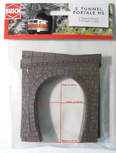 BUSCH 7025 Tunnelportal 2 Tunnelportale H0 Dampflok-Portale, 1-gleisig, Neu - Bild 1 von 3