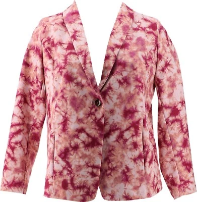 LOGO Lori Goldstein Tie-Dye Ponte Knit Blazer Pink XXS NWOT (785) - Image 1 of 2