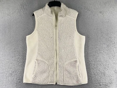 Chaleco Van Huesen Mujer Grande Blanco Poliéster Vellón Cremallera Completa Bolsillos Cuello Simulado Foto 1 de 4