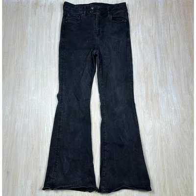American Eagle Next Level Stretch Black Super High Rise Flare Denim Jeans 10 - Image 1 of 4
