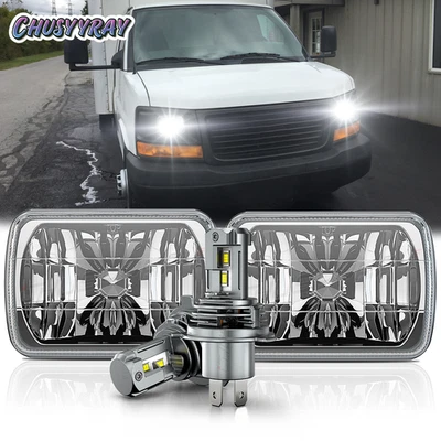 7x6" LED Headlight Hi/Lo Beam Halo DRL For GMC Savana 1500 2500 3500 Safari Van - Image 1 of 4