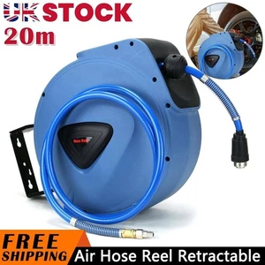 20M 65ft Air Line Compressor Air Hose Reel Retractable Wall Mount Tube Round UK - Picture 1 of 8