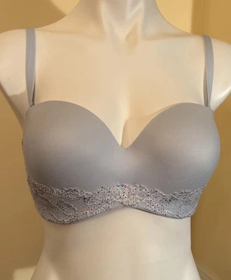 Sujetador Victoria’s Secret Body by Victoria Sin Tirantes Azul Encaje Multivía 34DD Foto 1 de 4